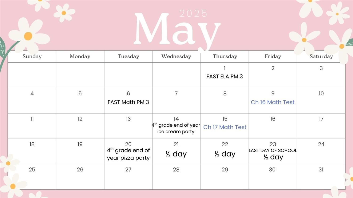 May Calendar May Calendar